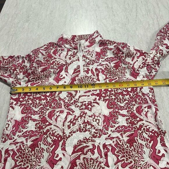 Jean Pierre Klifa Paris Floral Red Pattern 1/4 Zip Pullover Long Sleeve Top Size - Picture 10 of 14